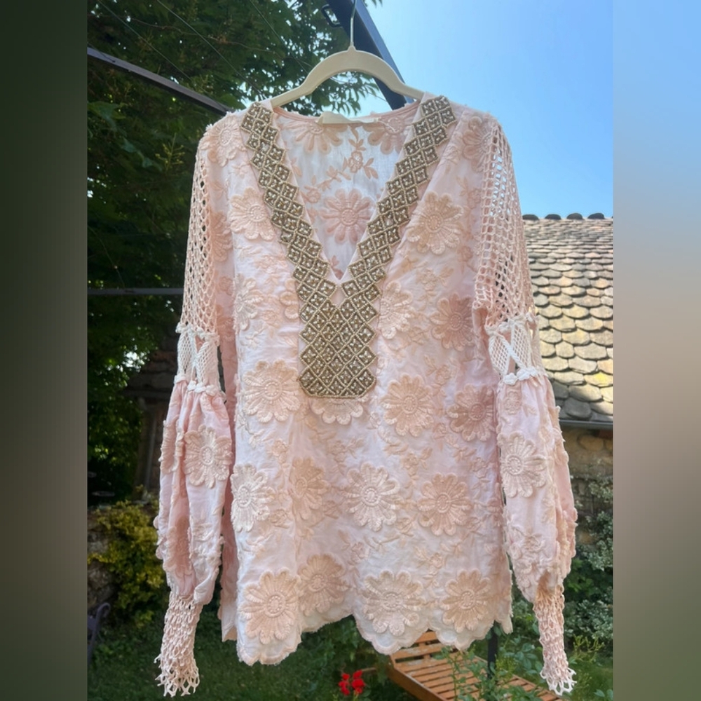 Elegant Pink Lace Top
